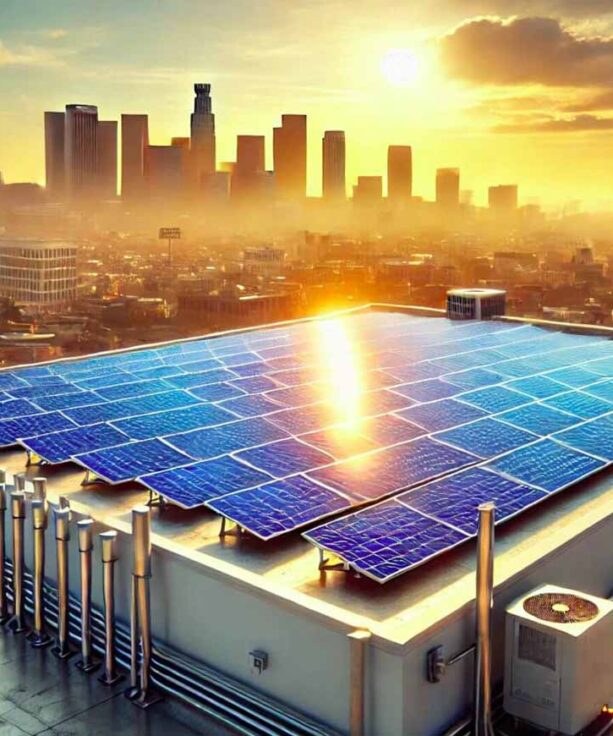 technician maintaining solar panels